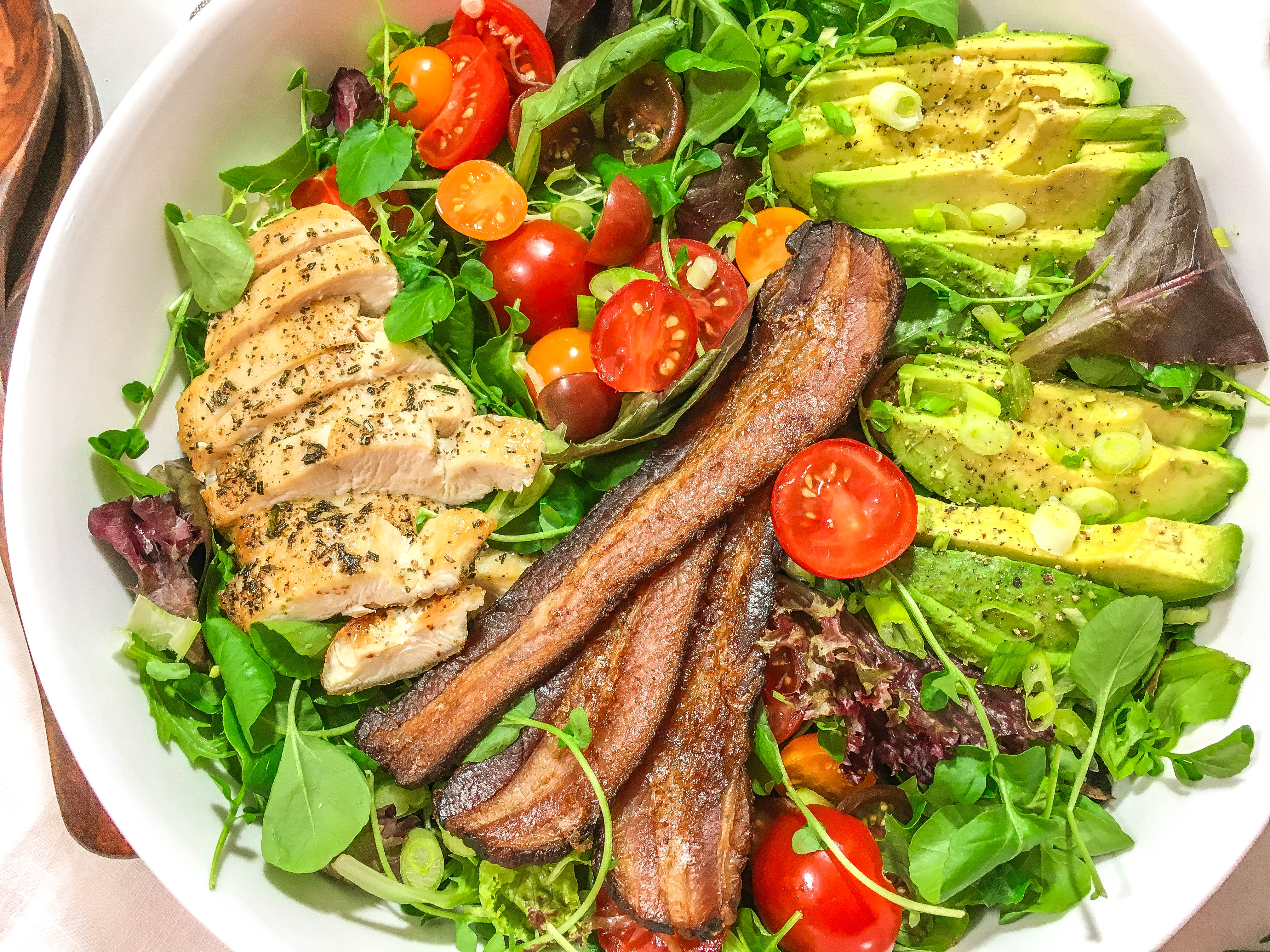 Rosemary Chicken, Bacon and Avocado Salad with Spicy Roasted Garlic Dressing-2.jpg