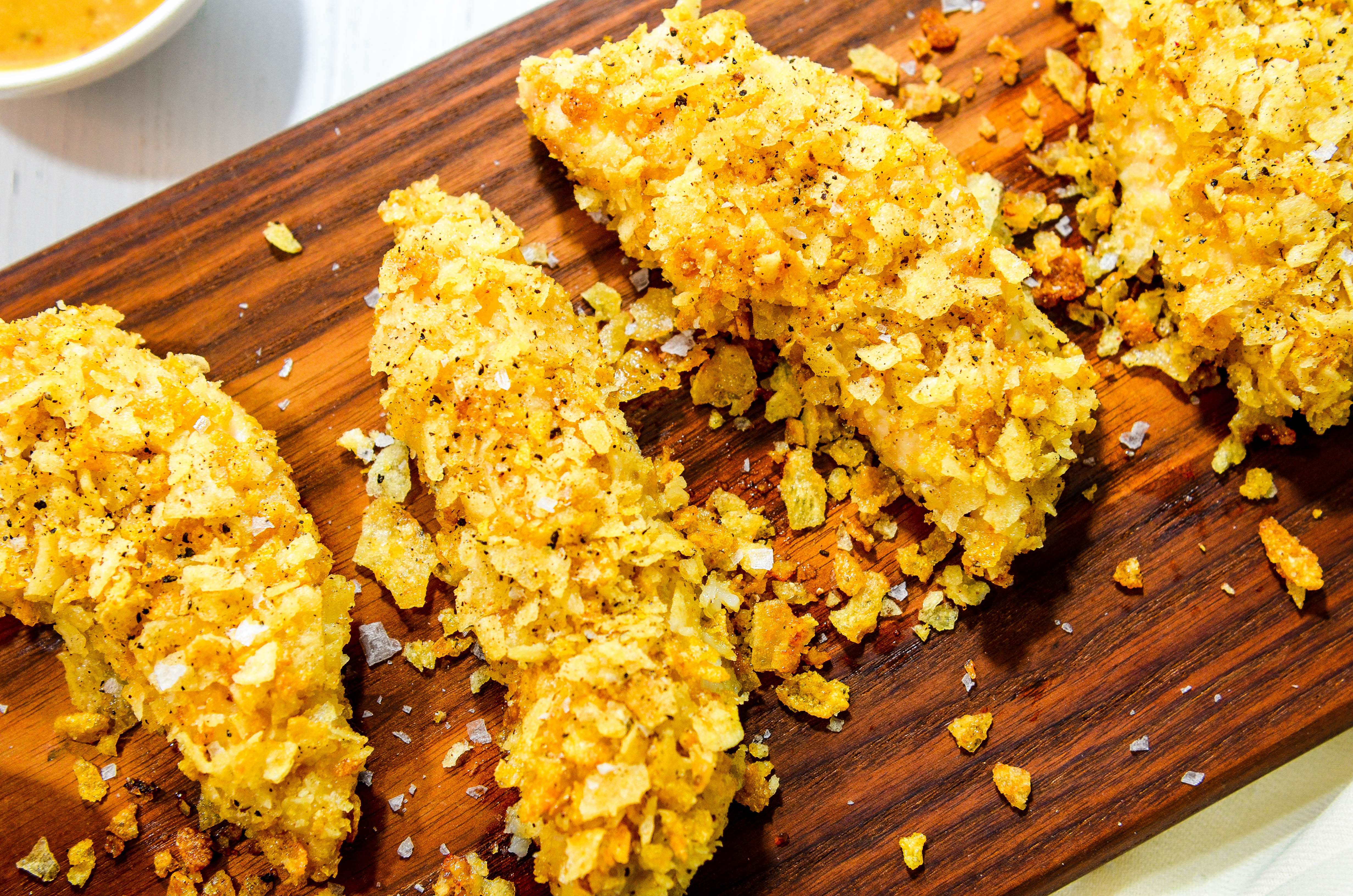 Potato Chip-Crusted Chicken Fingers with Honey Mustard-BBQ Dipping Sauce-4.jpg