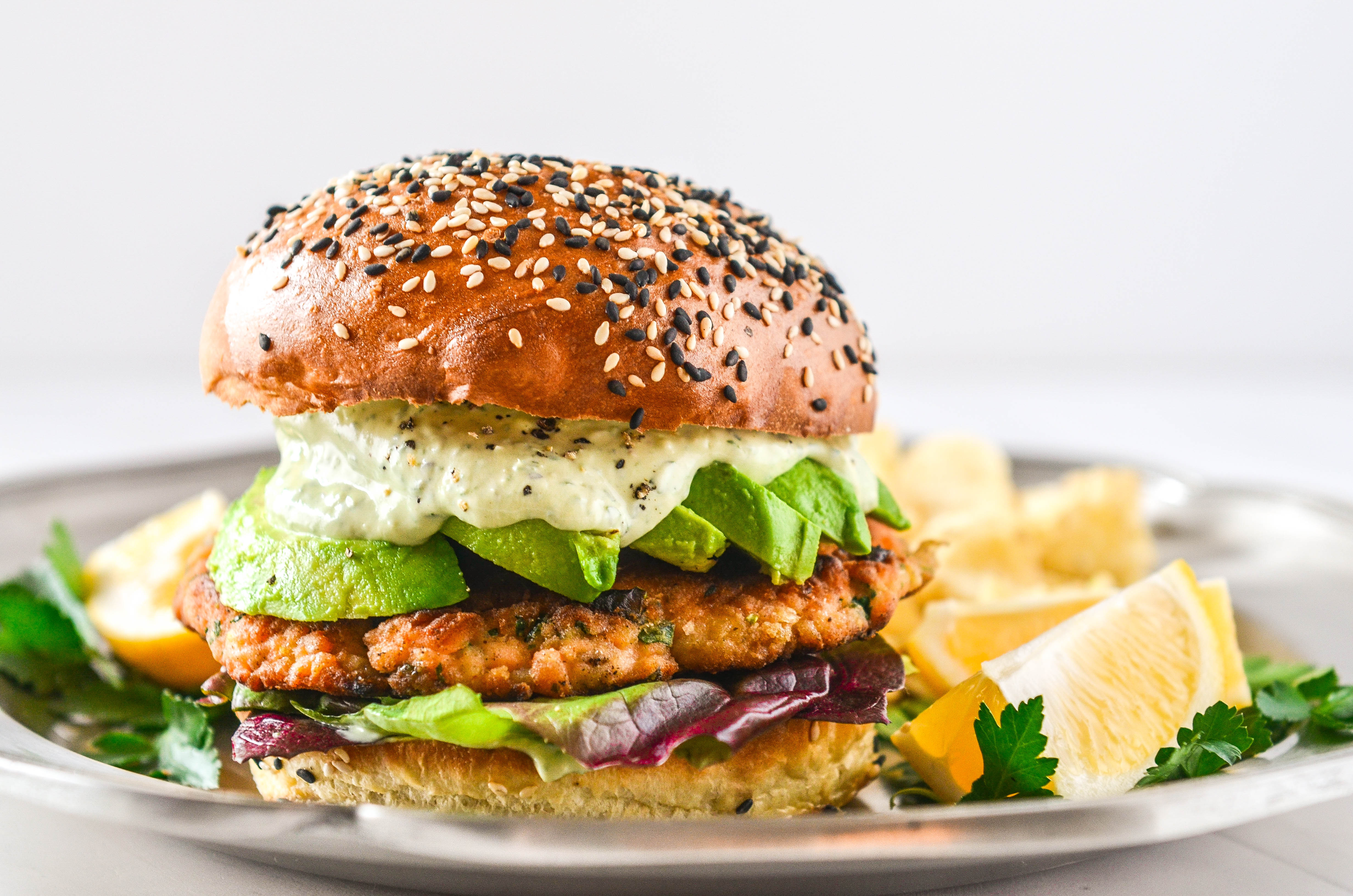 Green Goddess Salmon Burgers - Never Not Hungry