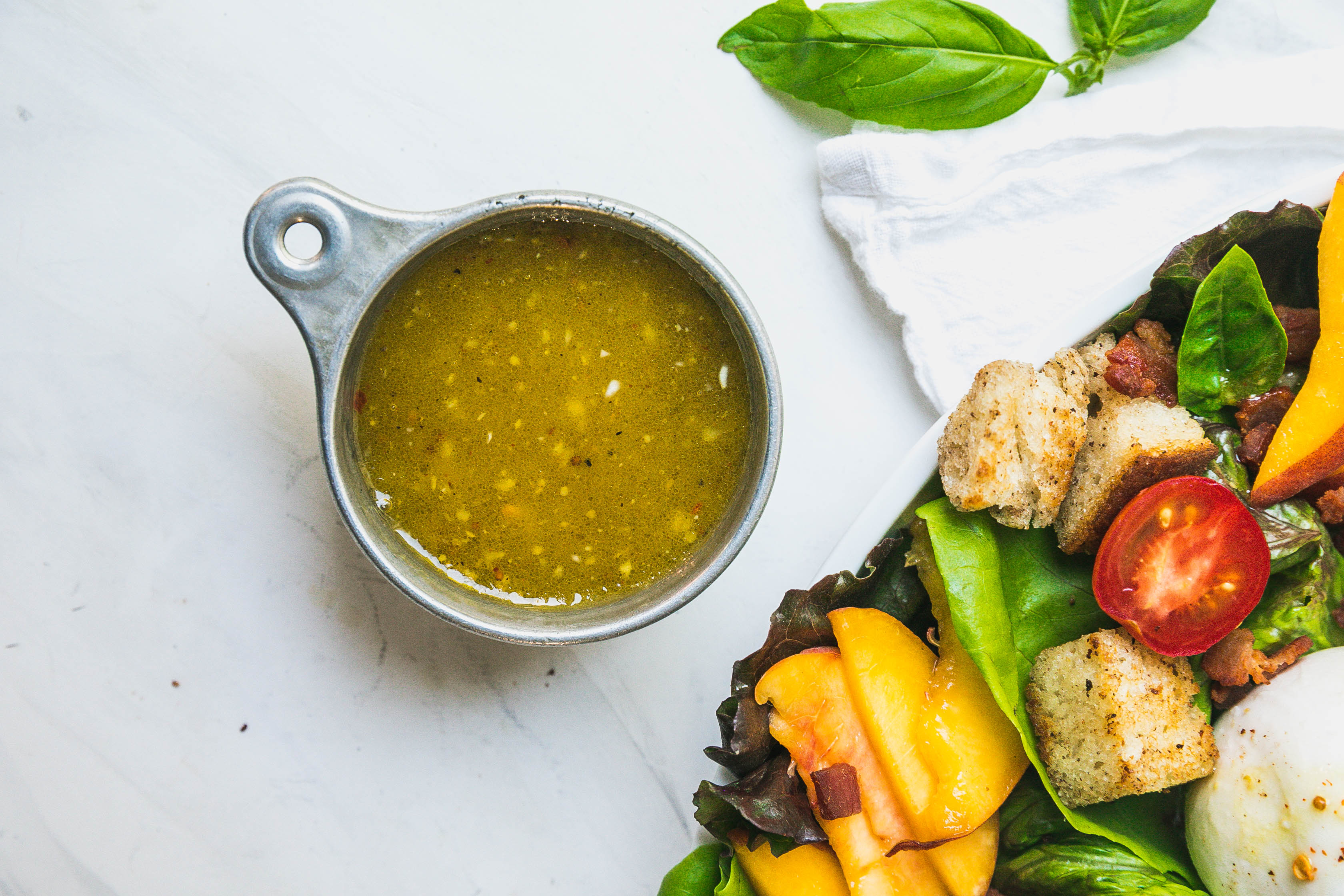 Peach Panzanella Salad with Burrata and Bacon-3