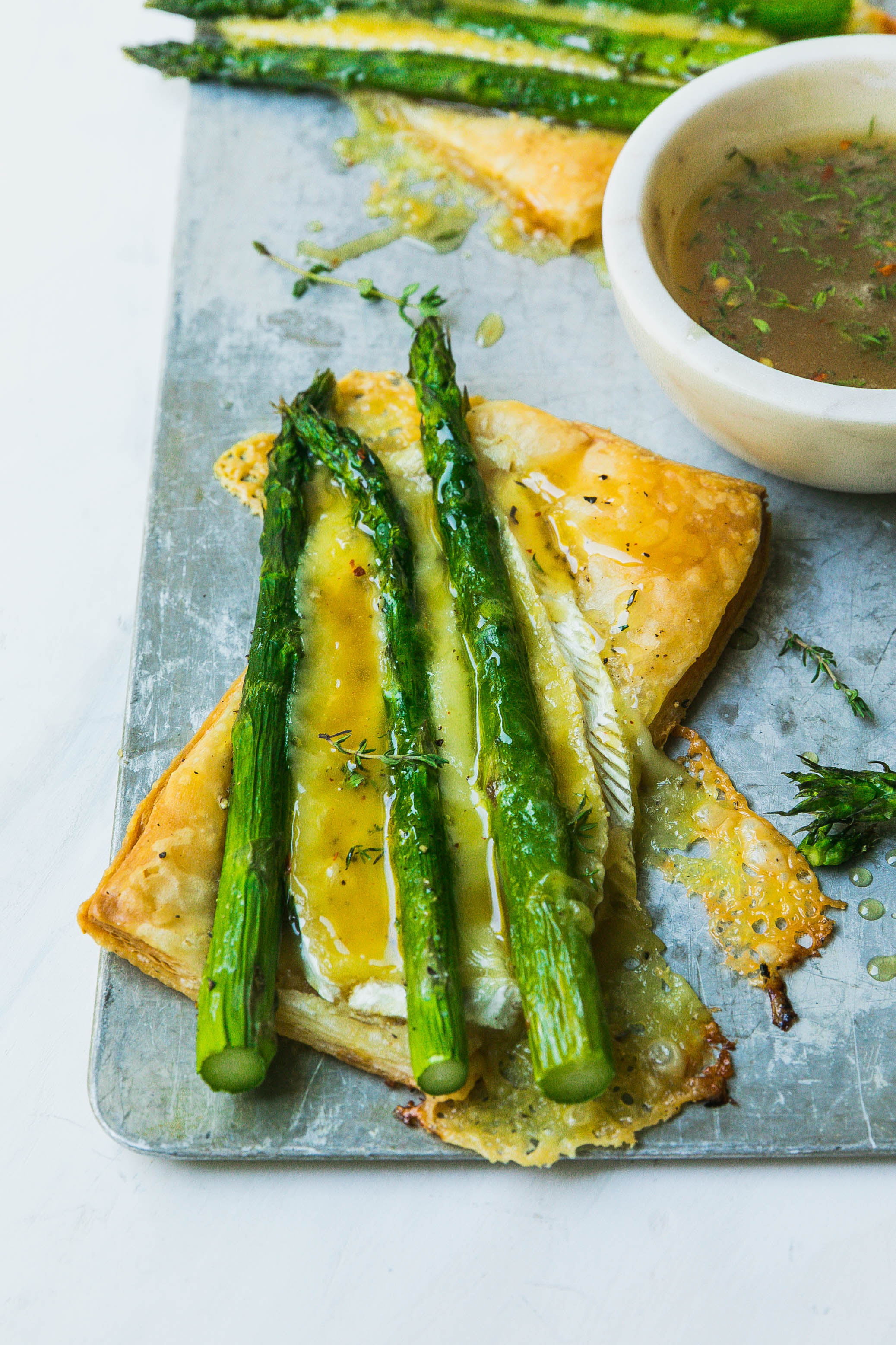 Asparagus and Brie Tarts with Thyme Honey Never Not Hungry