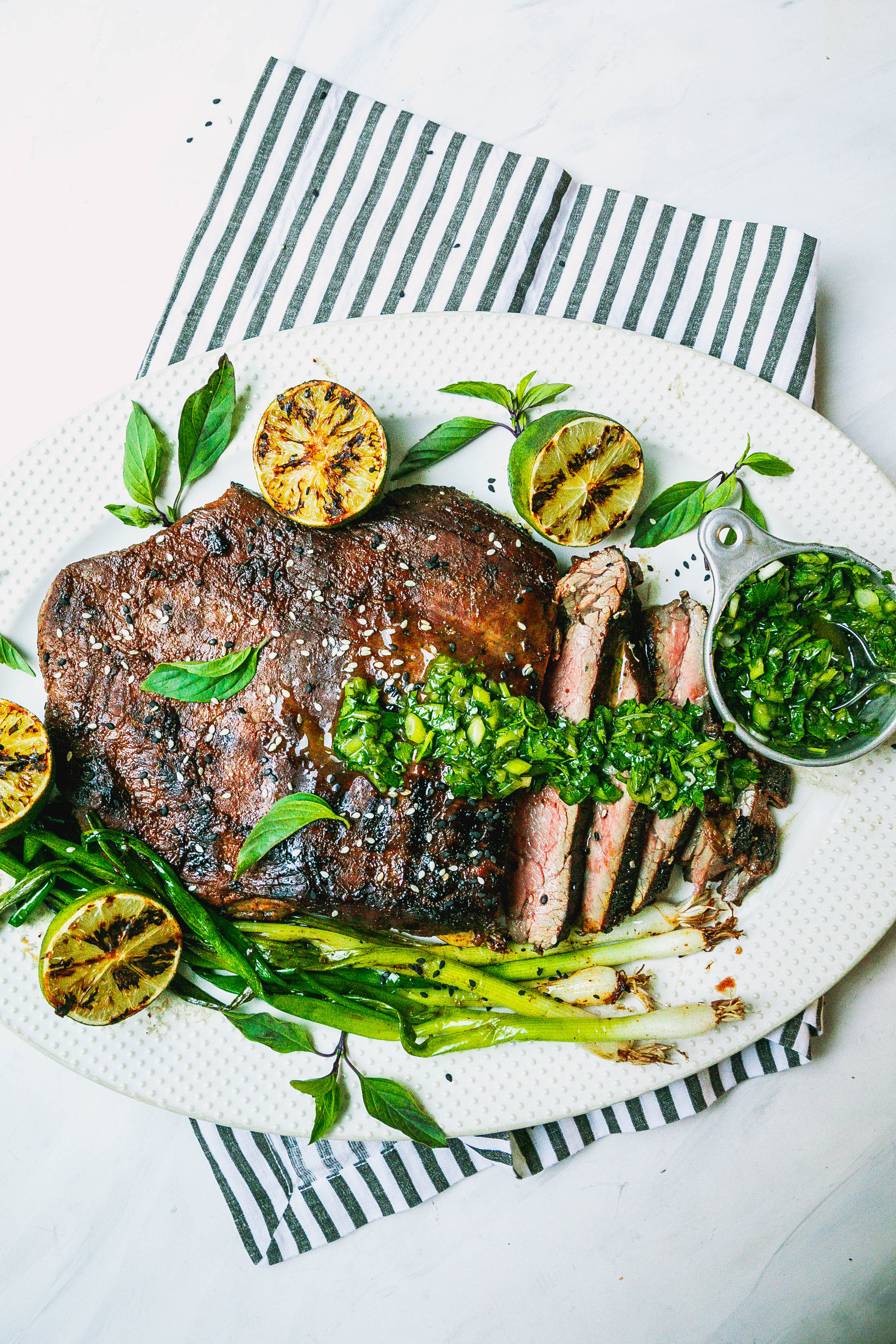 Grilled Korean Flank Steak With Sesame Chimichurri