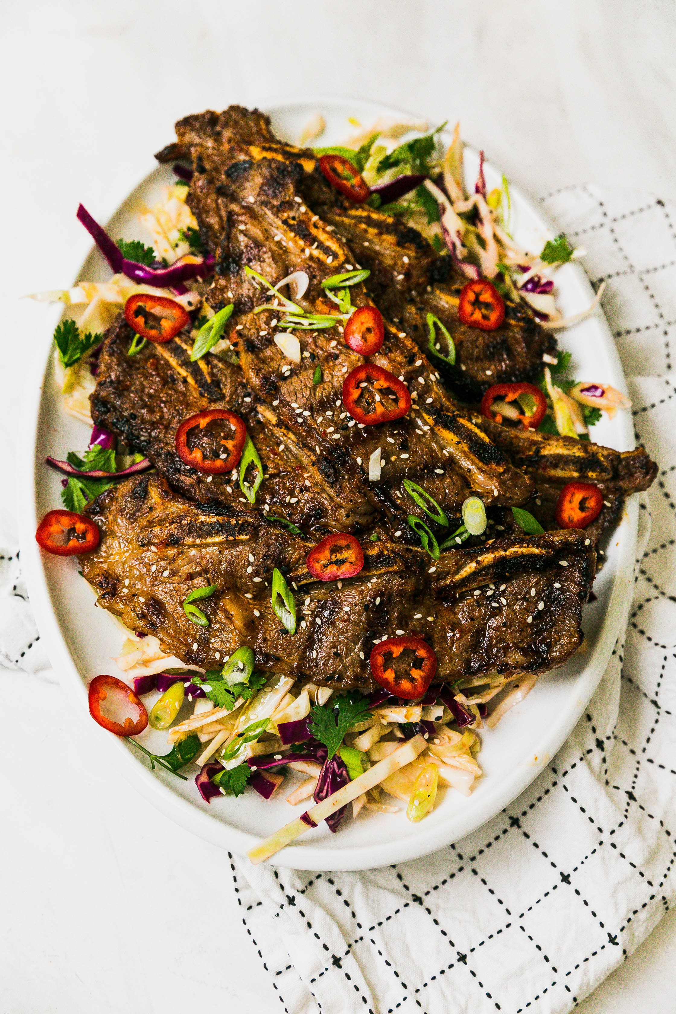 Grilled Short Ribs with Daikon Slaw - Never Not Hungry