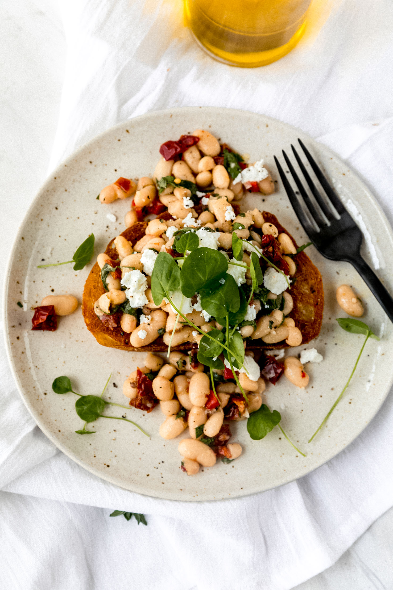 Marinated White Beans on Olive OilFried Toast Never Not Hungry